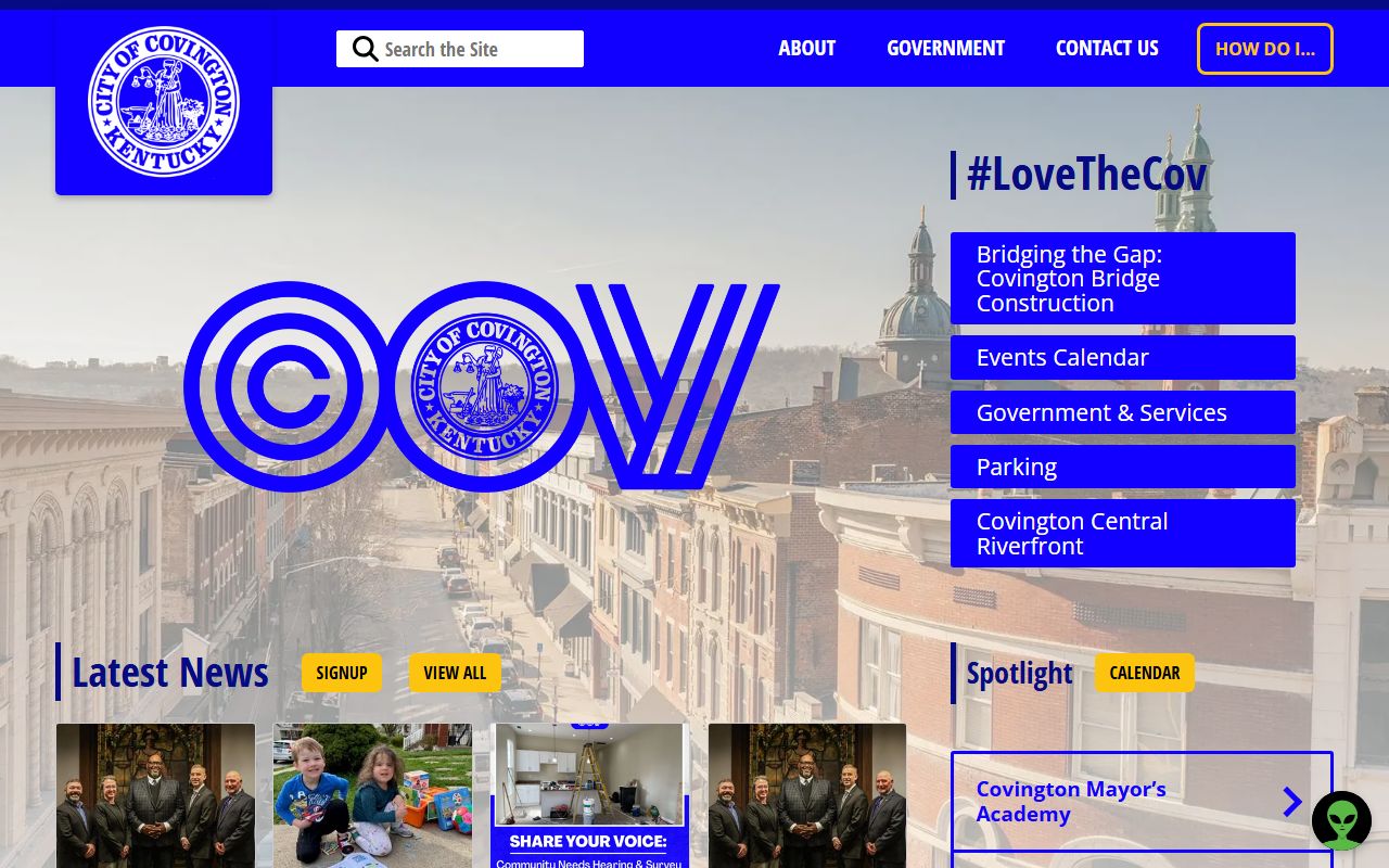 Covington city government website with police department resources