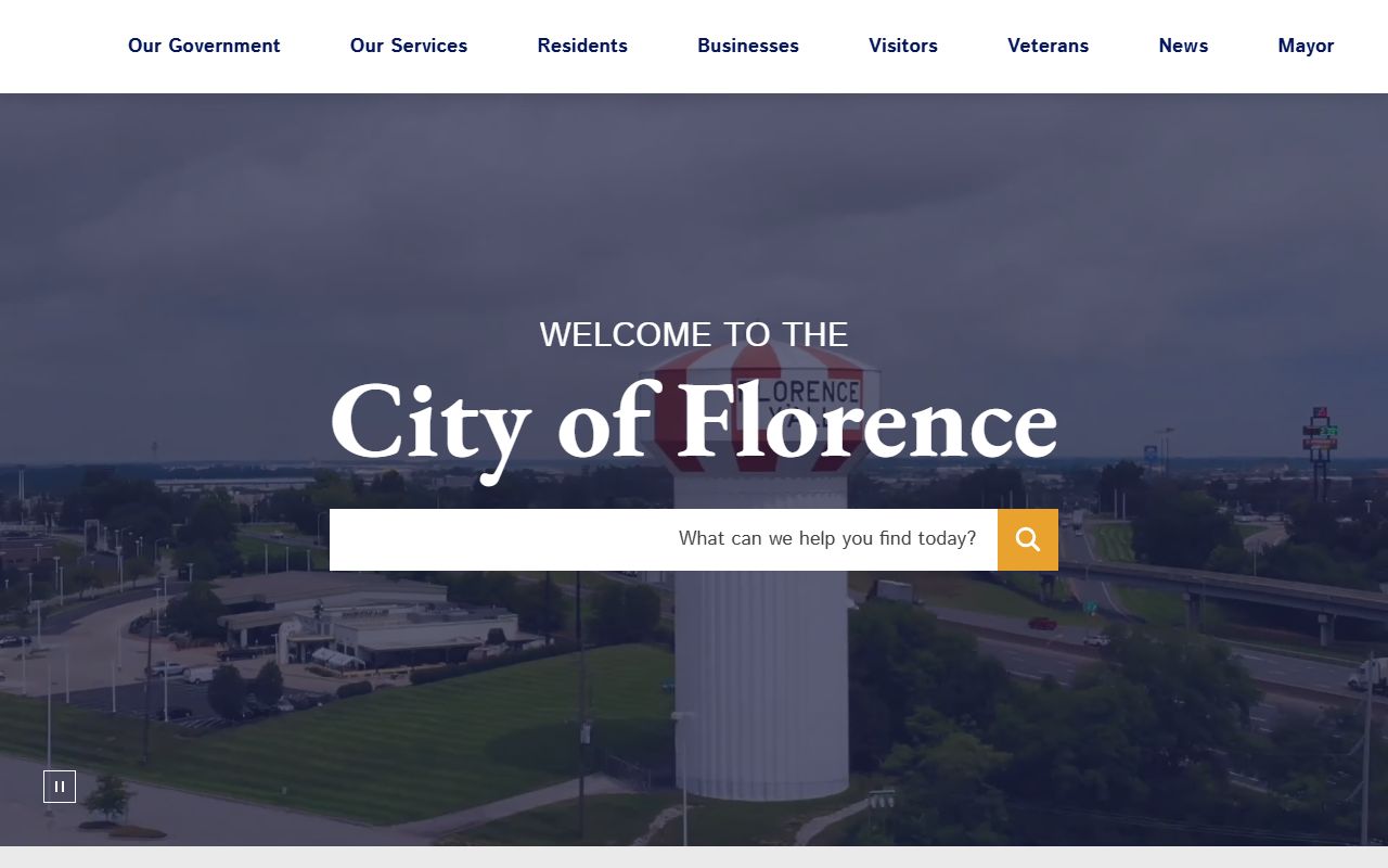 Florence city government website with community services and information