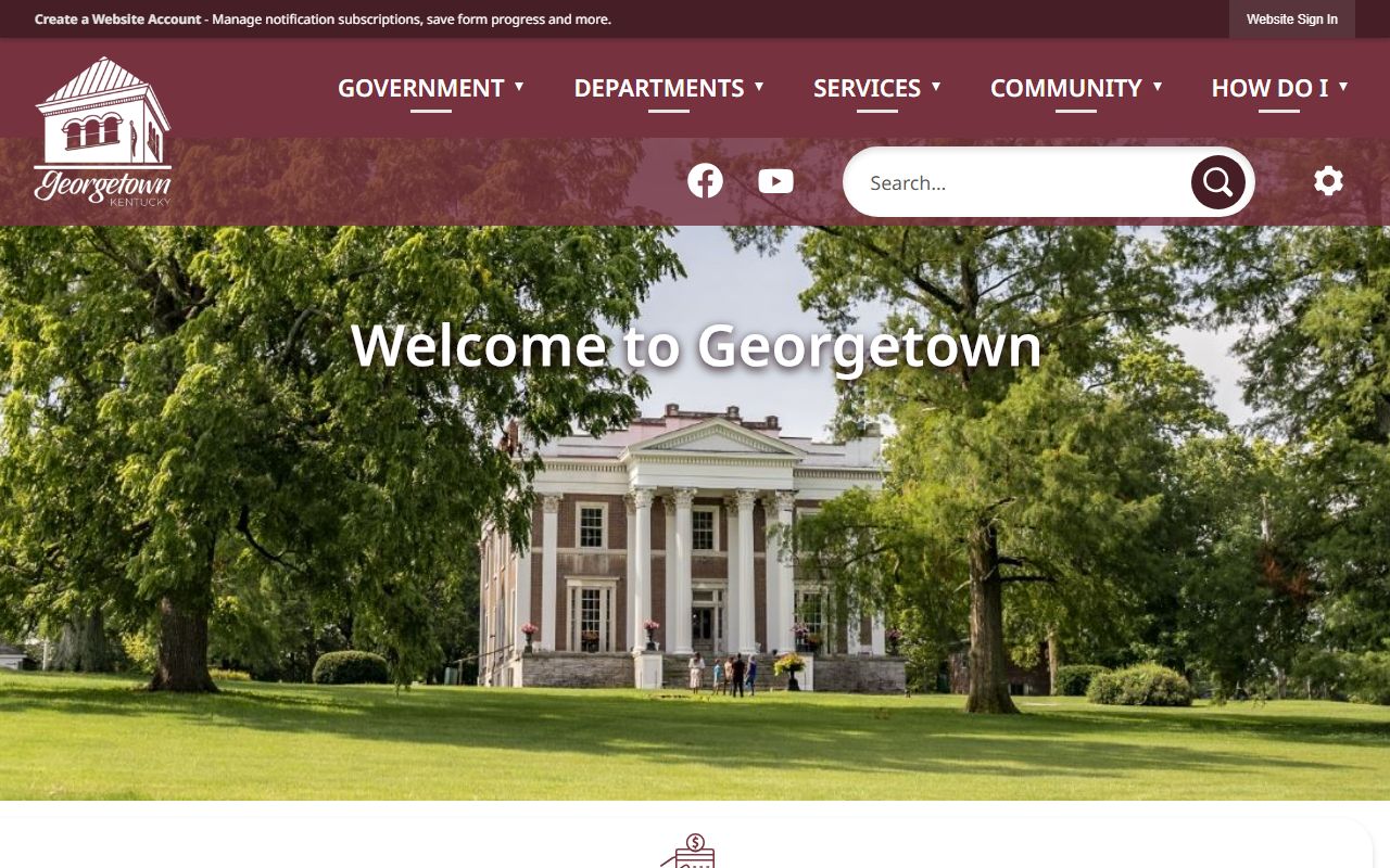 Georgetown city government website with community services and information
