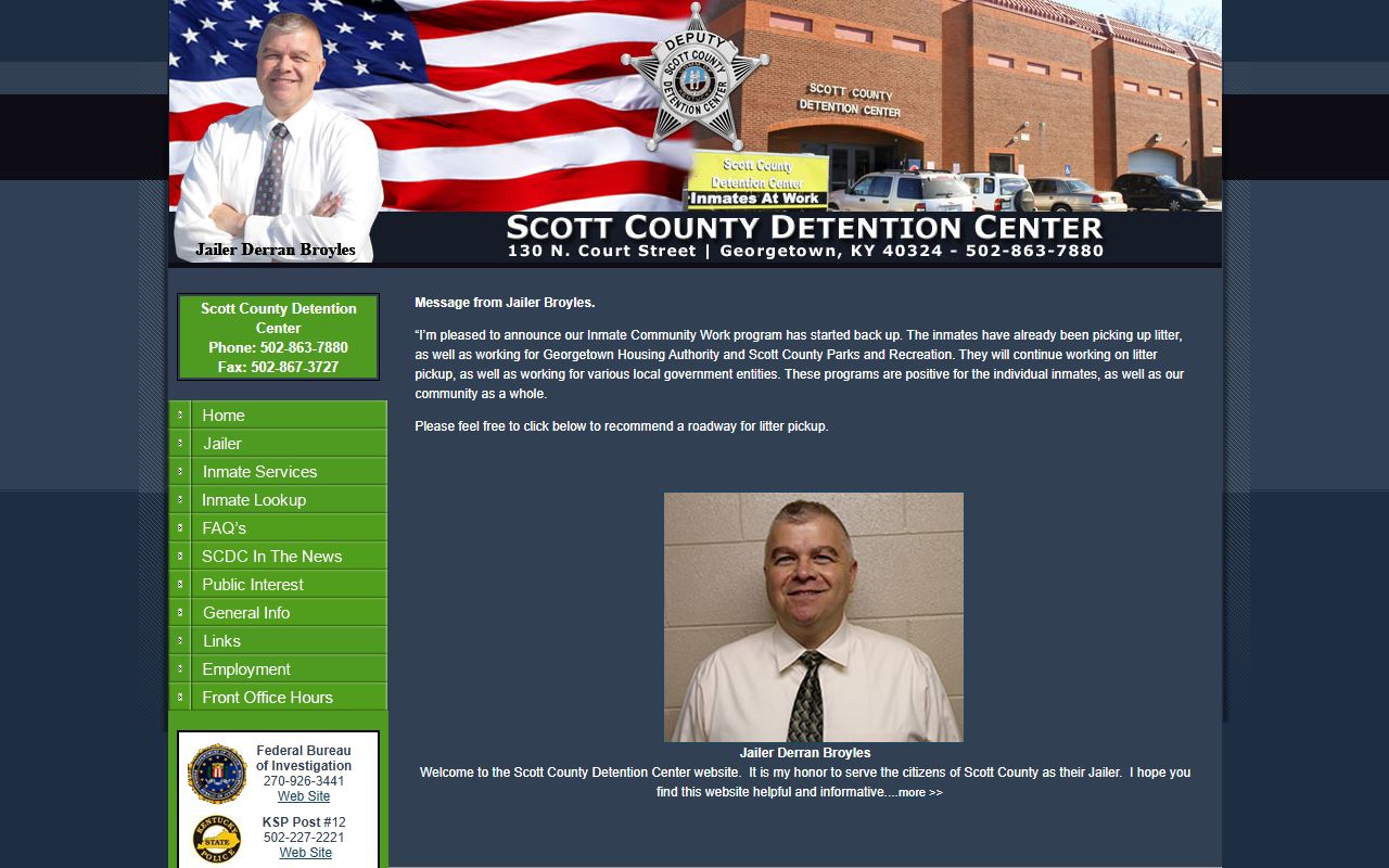 Scott County Detention Center website for Georgetown jail roster searches