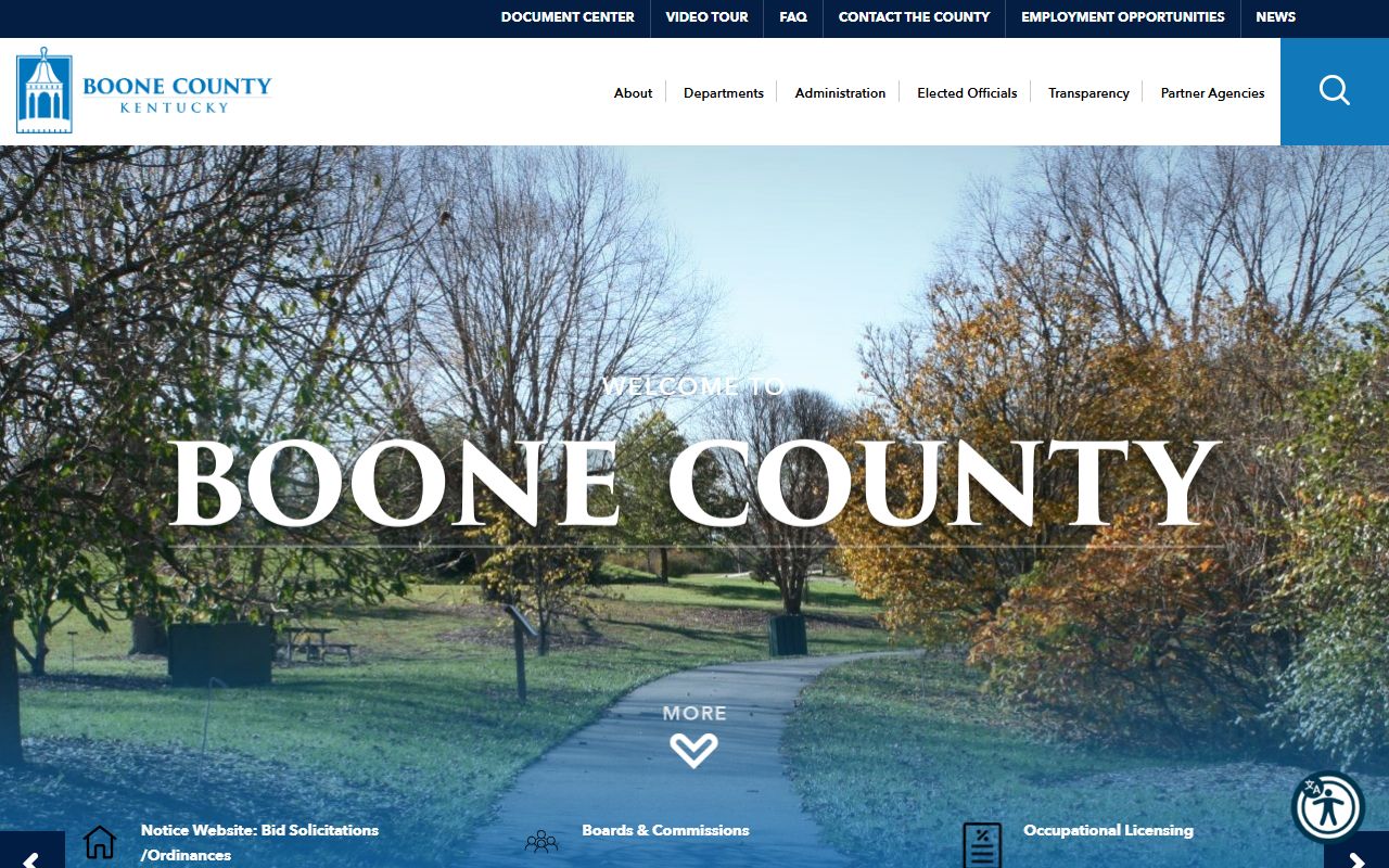 Boone County Government website showing county services