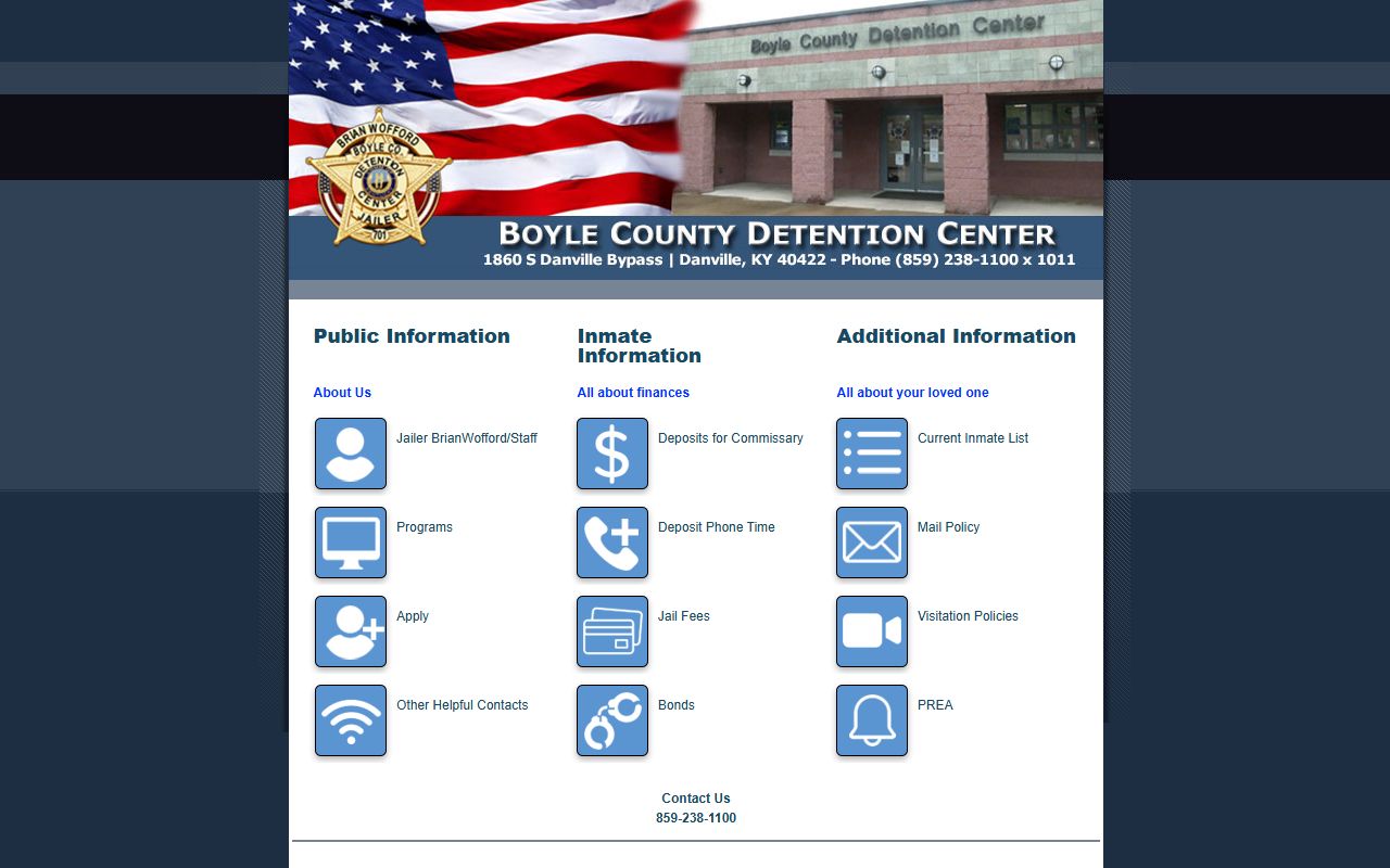 Boyle County Detention Center inmate roster search page