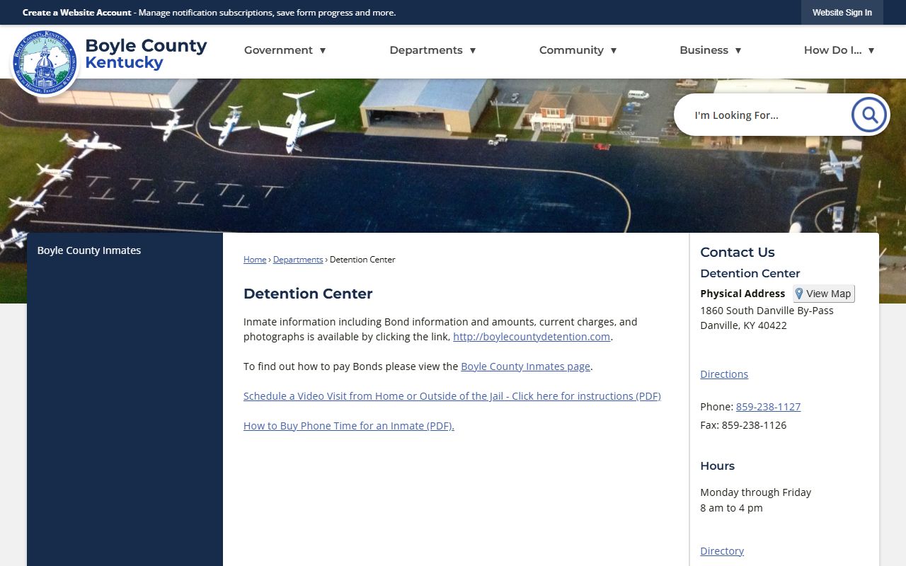 Boyle County Detention Center information page