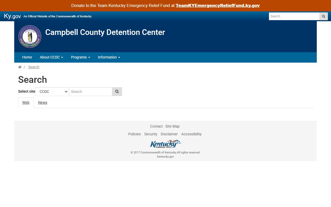 Campbell County Detention Center inmate search page