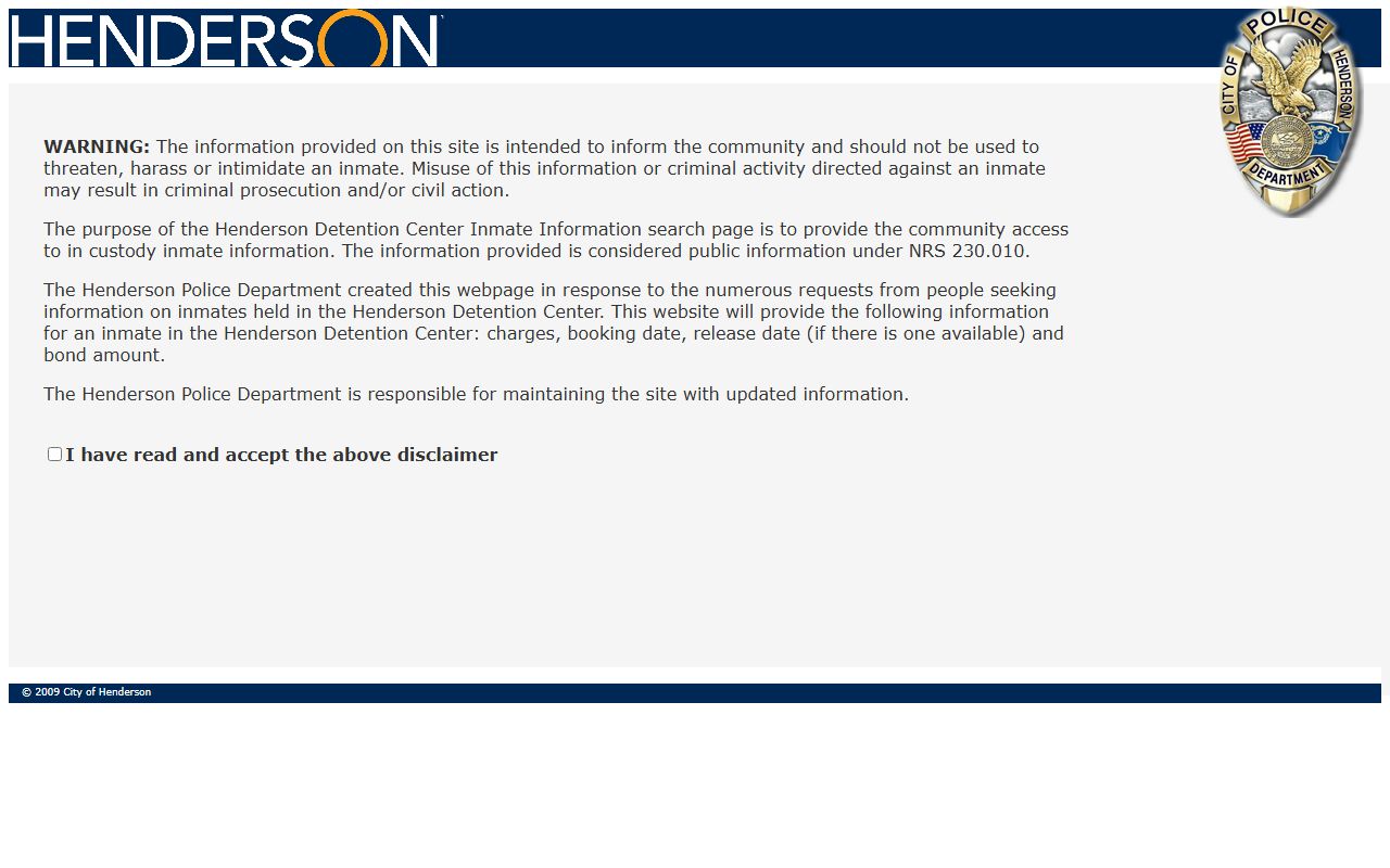 Henderson inmate information database portal