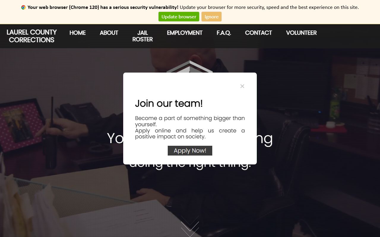 Laurel County Corrections website and jail roster system