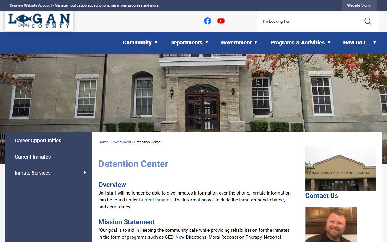 Logan County Detention Center information page