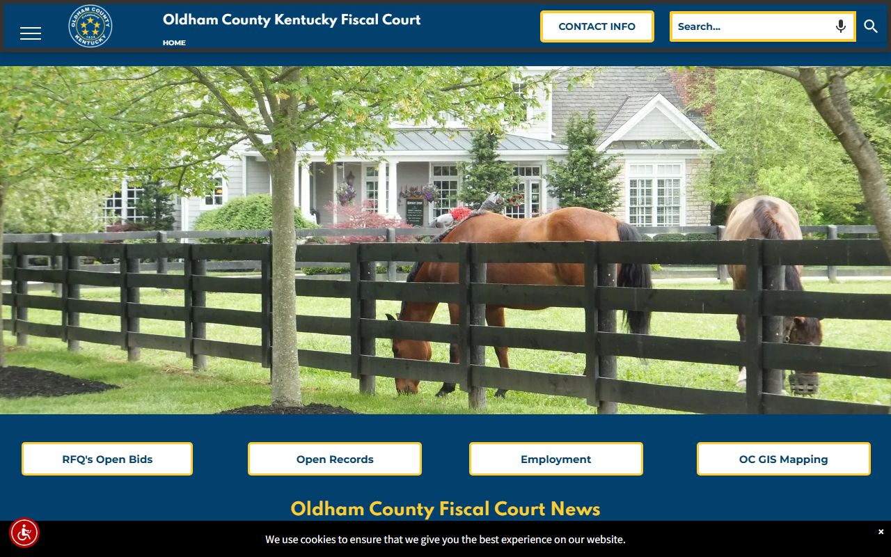 Oldham County Government website showing county services