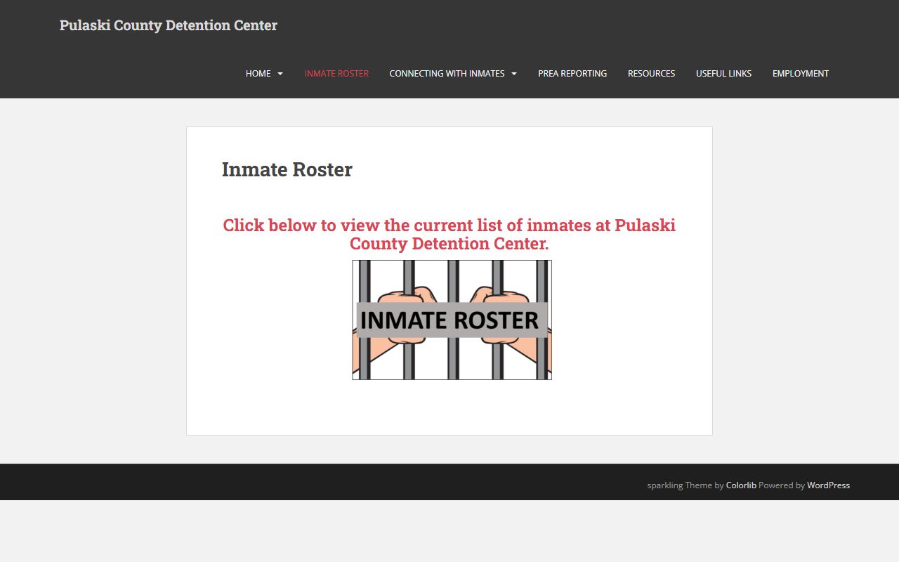 Pulaski County inmate roster search page